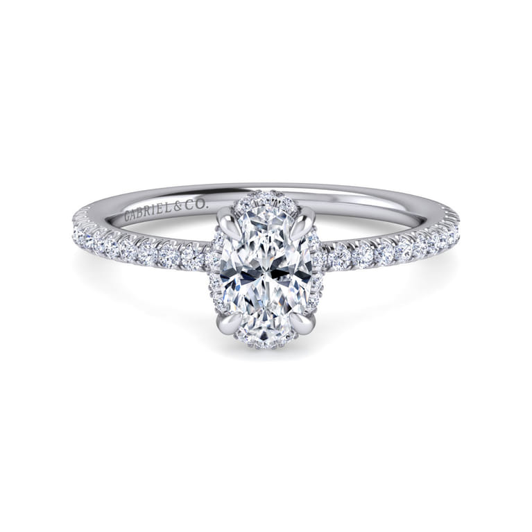 Hart - 14K White Gold Hidden Halo Oval Diamond Engagement Ring - 0.26 ct - Shot 1