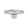 Hart - 14K White Gold Hidden Halo Oval Diamond Engagement Ring - 0.26 ct