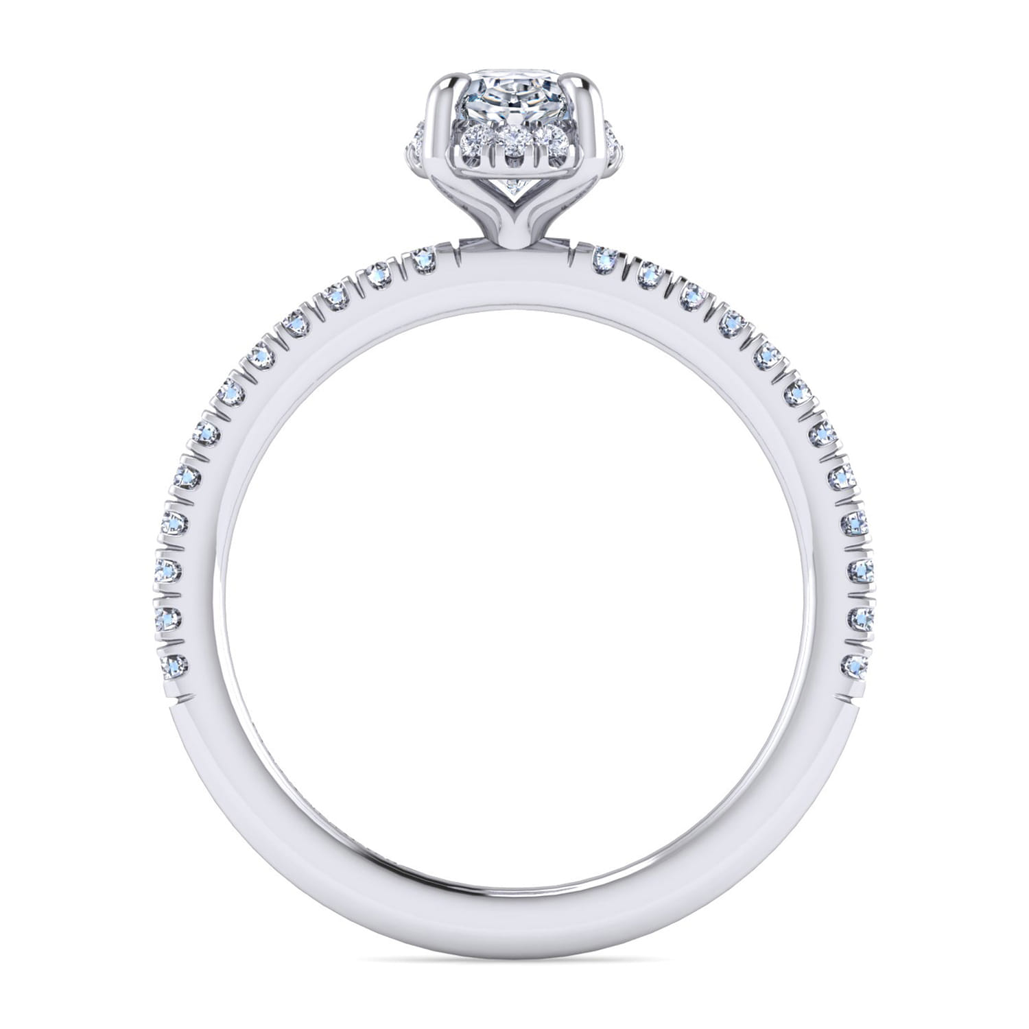Hart - 14K White Gold Hidden Halo Oval Diamond Engagement Ring - 0.26 ct - Shot 2