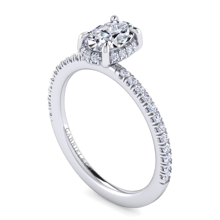 Hart - 14K White Gold Hidden Halo Oval Diamond Engagement Ring - 0.26 ct - Shot 3