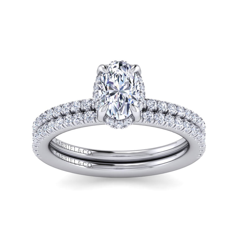 Hart - 14K White Gold Hidden Halo Oval Diamond Engagement Ring - 0.26 ct - Shot 4