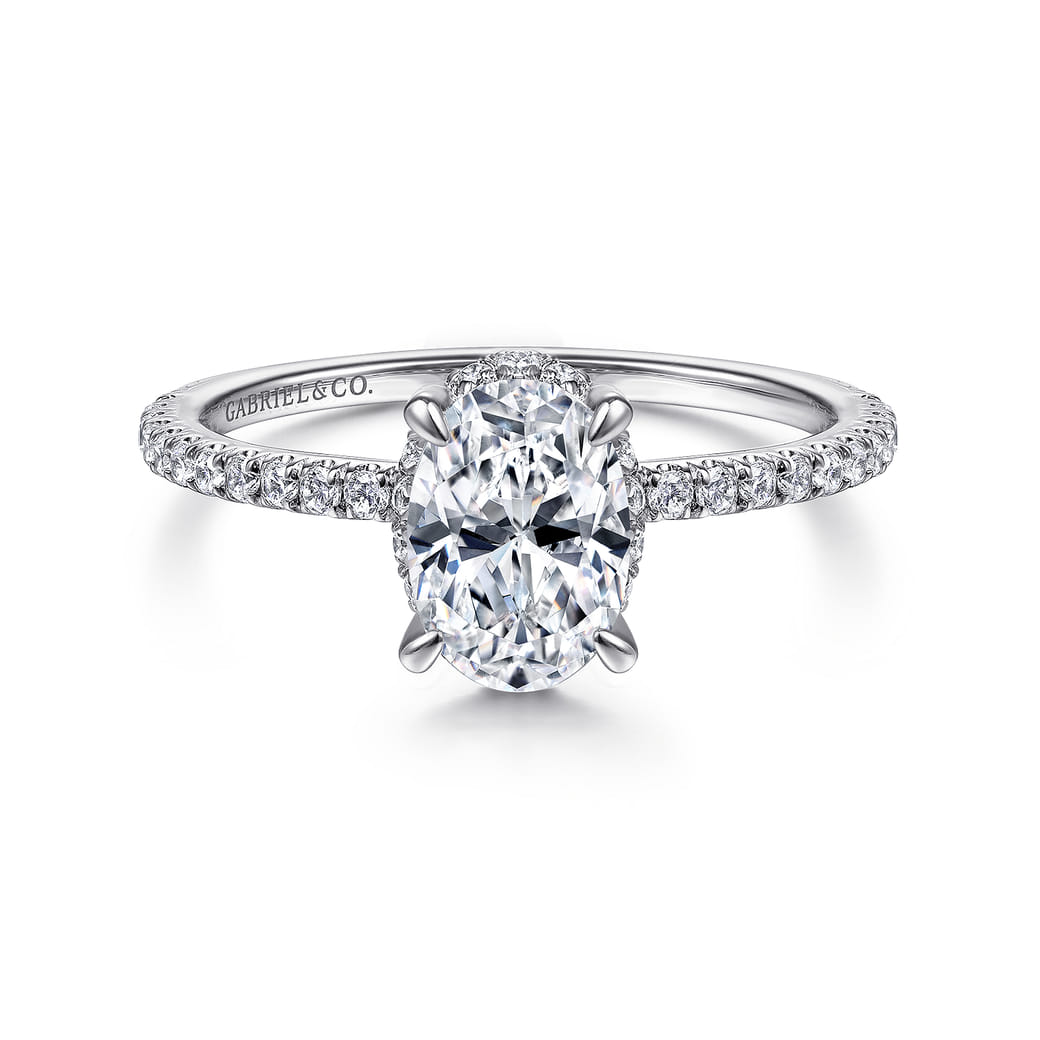 Oval Hidden Halo Ring in 14k White Gold Gabriel ER14719O4W44JJ