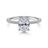 Hart - 14K White Gold Hidden Halo Oval Diamond Engagement Ring - 0.26 ct