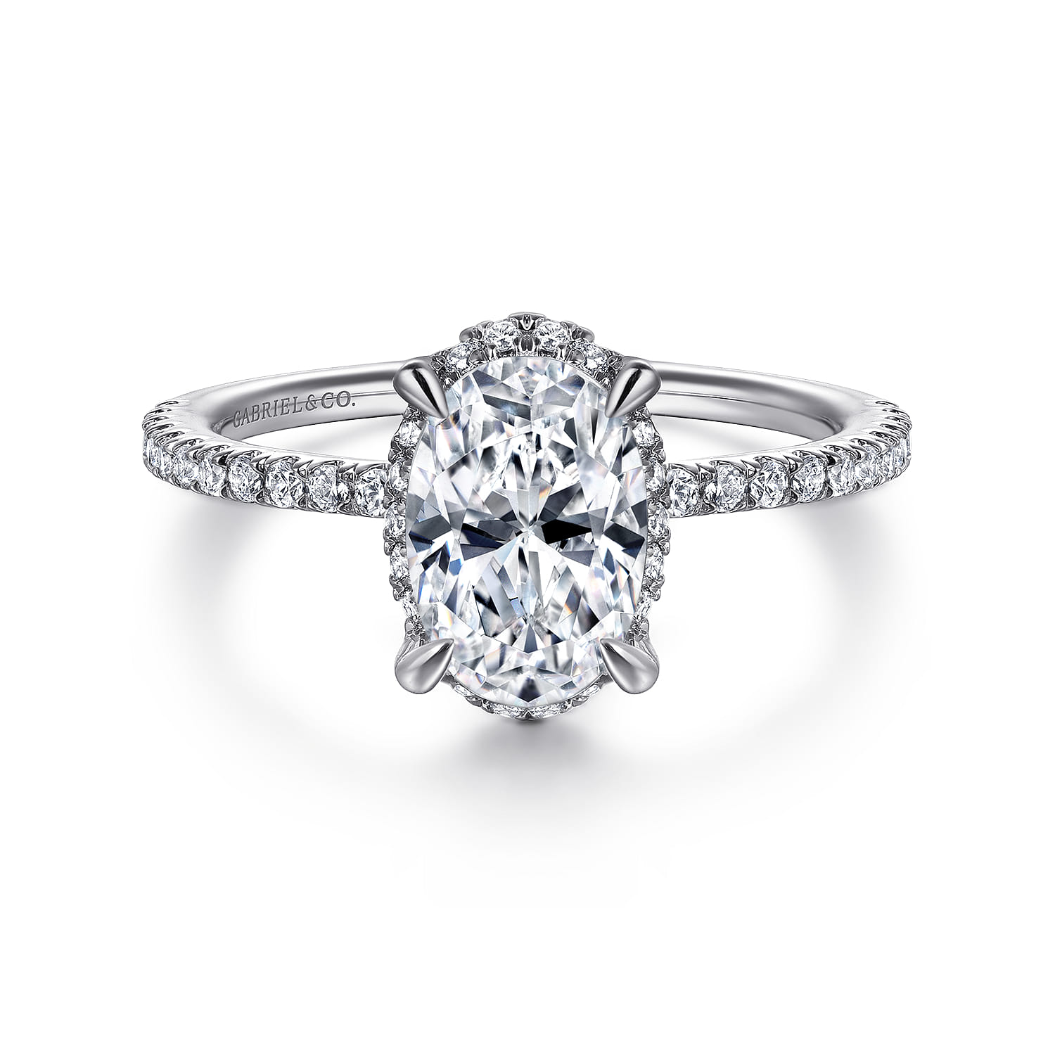 Hart - 14K White Gold Hidden Halo Oval Diamond Engagement Ring - 0.3 ct - Shot 1