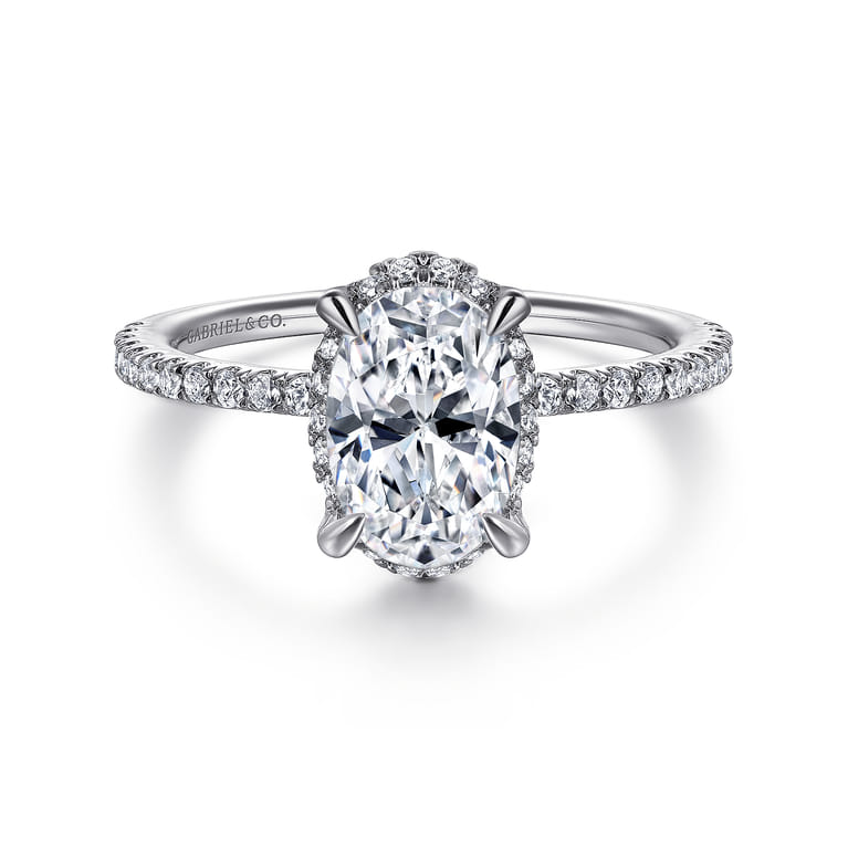 Hart - 14K White Gold Hidden Halo Oval Diamond Engagement Ring - 0.3 ct - Shot 1
