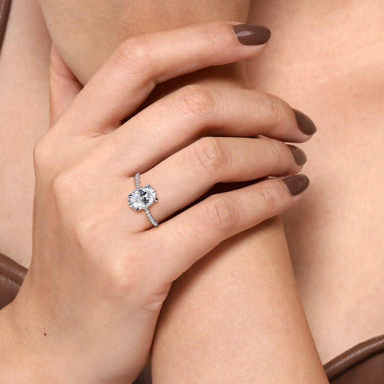 Hart - 14K White Gold Hidden Halo Oval Diamond Engagement Ring - 0.3 ct - Shot 6