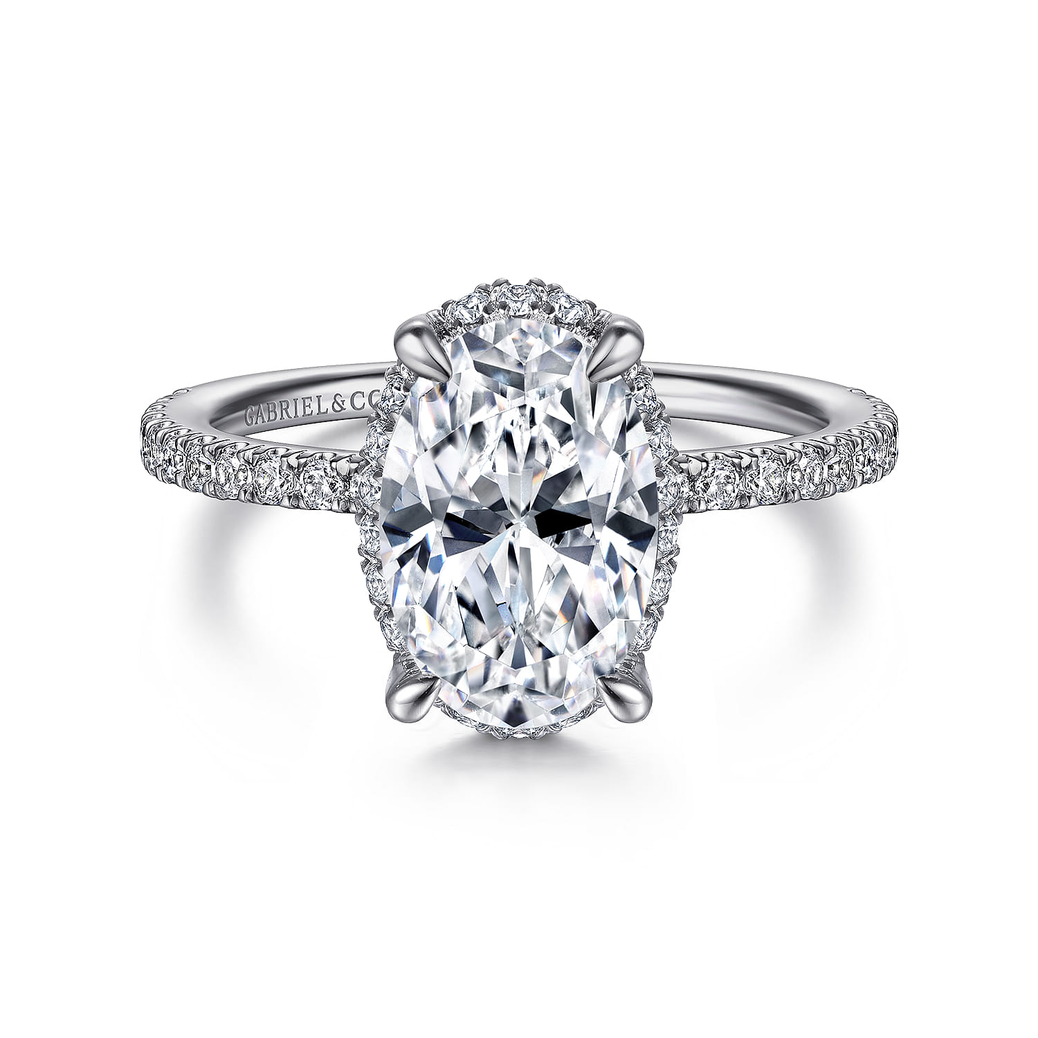 Hart - 14K White Gold Hidden Halo Oval Diamond Engagement Ring - 0.4 ct - Shot 1