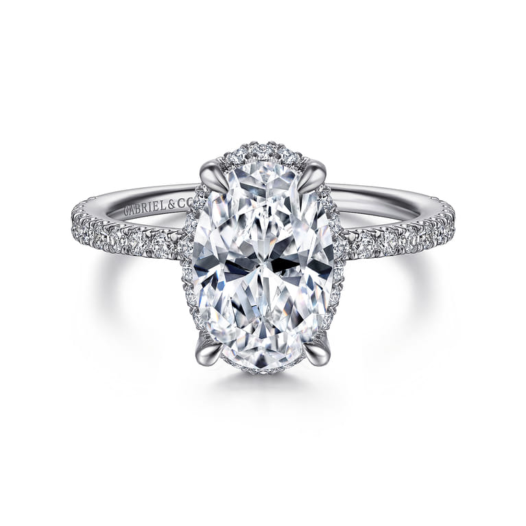 Hart - 14K White Gold Hidden Halo Oval Diamond Engagement Ring - 0.4 ct - Shot 1