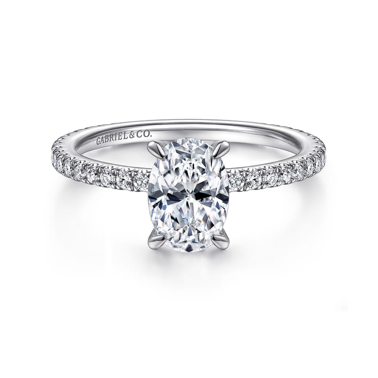 Noa - 14K White Gold Oval Diamond Engagement Ring - 0.42 ct - Shot 1