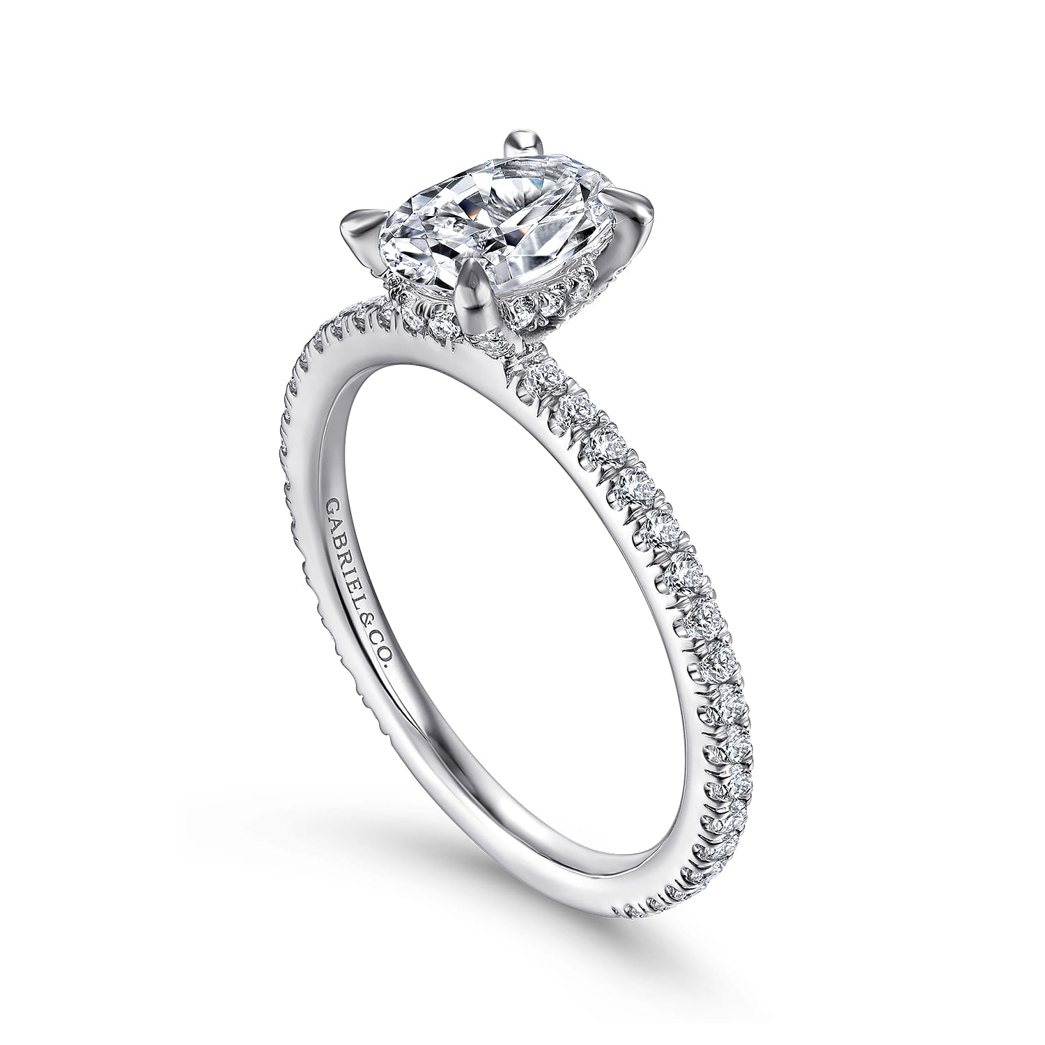 Noa - 14K White Gold Oval Diamond Engagement Ring - 0.42 ct - Shot 3