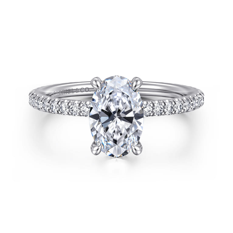 Noa - 14K White Gold Oval Diamond Engagement Ring - 0.45 ct - Shot 1