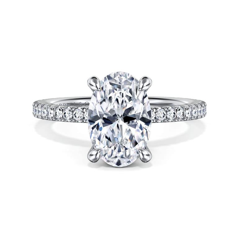 Noa - 14K White Gold Oval Diamond Engagement Ring - 0.45 ct - Shot 1