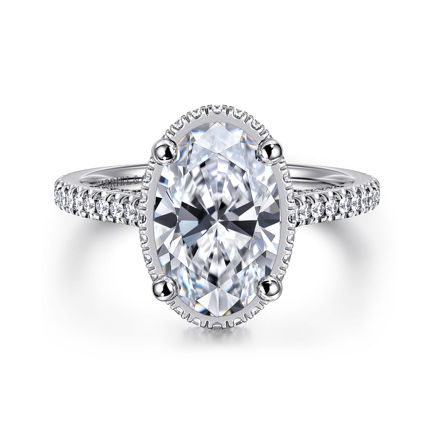 Camden - 14K White Gold Hidden Halo Oval Diamond Engagement Ring - 0.55 ct - Shot 1