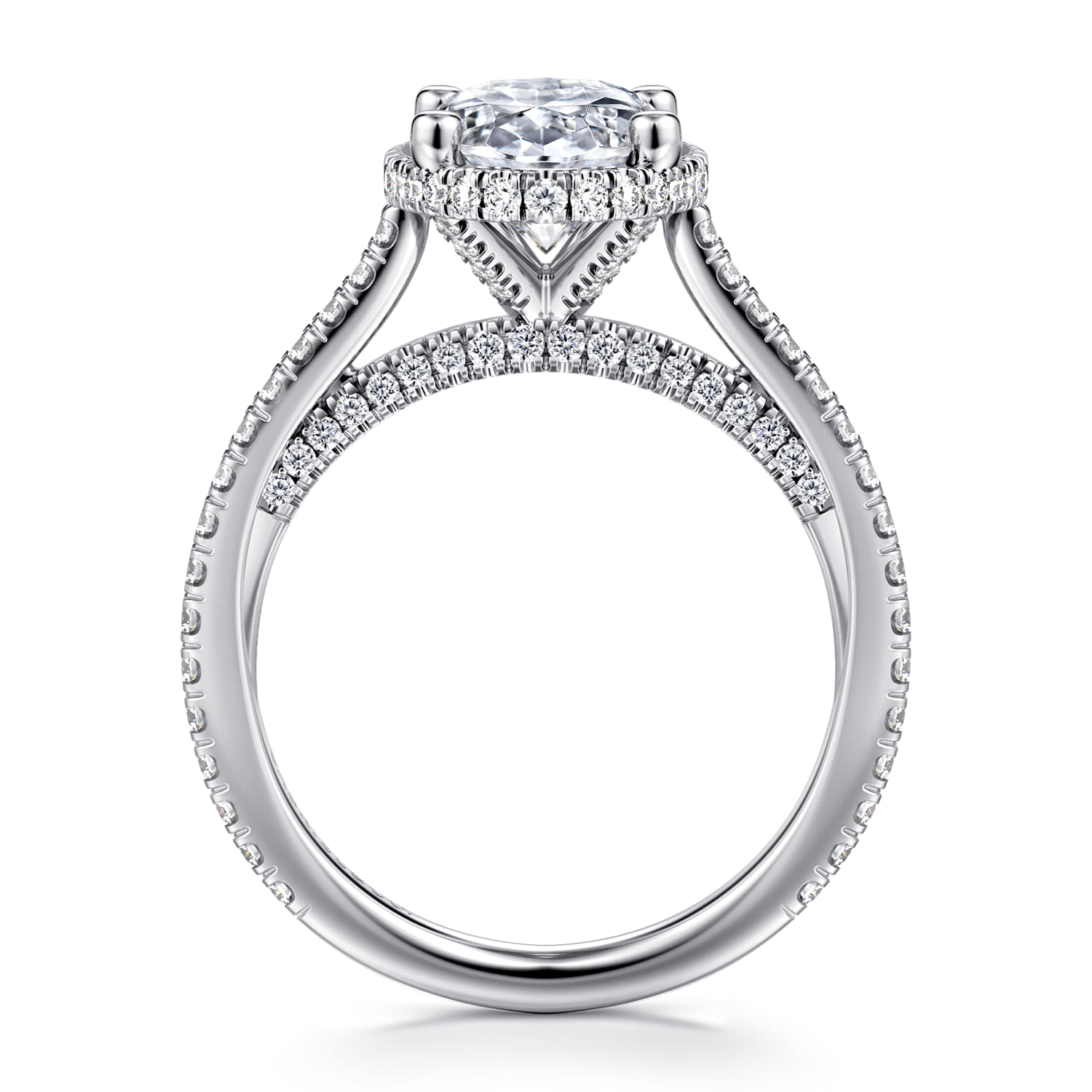 Camden - 14K White Gold Hidden Halo Oval Diamond Engagement Ring - 0.55 ct - Shot 2