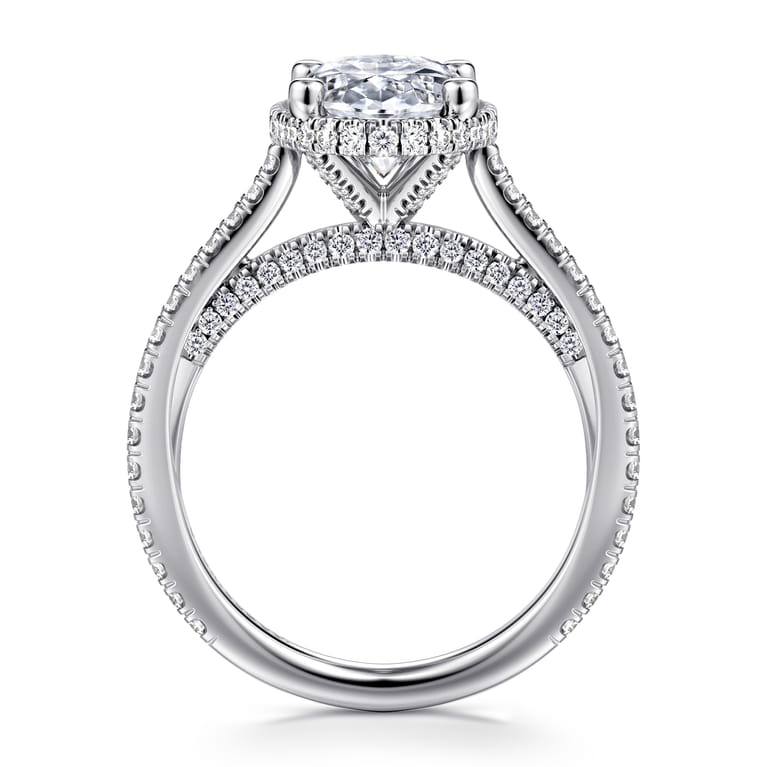 Camden - 14K White Gold Hidden Halo Oval Diamond Engagement Ring - 0.55 ct - Shot 2