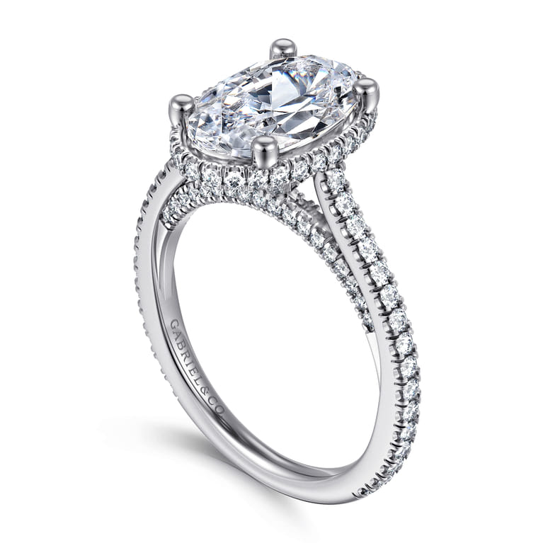Camden - 14K White Gold Hidden Halo Oval Diamond Engagement Ring - 0.55 ct - Shot 3
