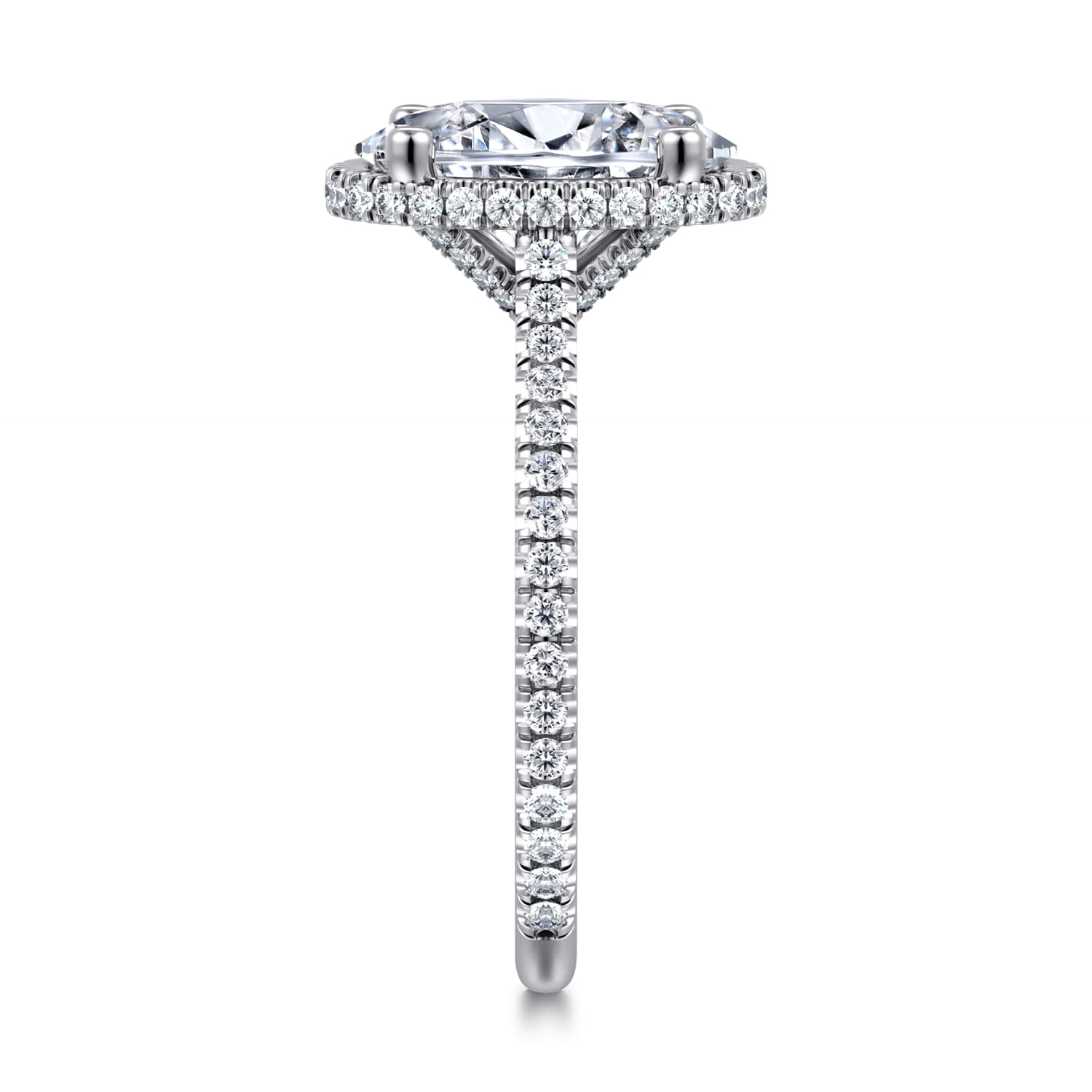 Camden - 14K White Gold Hidden Halo Oval Diamond Engagement Ring - 0.55 ct - Shot 4