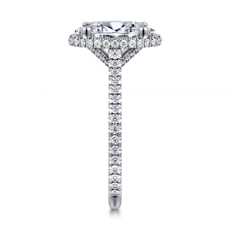 Camden - 14K White Gold Hidden Halo Oval Diamond Engagement Ring - 0.55 ct - Shot 4