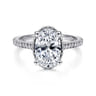 Camden - 14K White Gold Hidden Halo Oval Diamond Engagement Ring - 0.6 ct