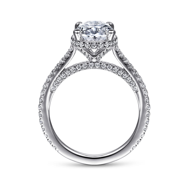 Camden - 14K White Gold Hidden Halo Oval Diamond Engagement Ring - 0.6 ct - Shot 2