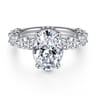 Leeda - 14K White Gold Oval Hidden Halo Diamond Engagement Ring - 2 ct