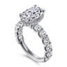 Leeda - 14K White Gold Oval Hidden Halo Diamond Engagement Ring - 2 ct