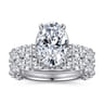 Leeda - 14K White Gold Oval Hidden Halo Diamond Engagement Ring - 2 ct