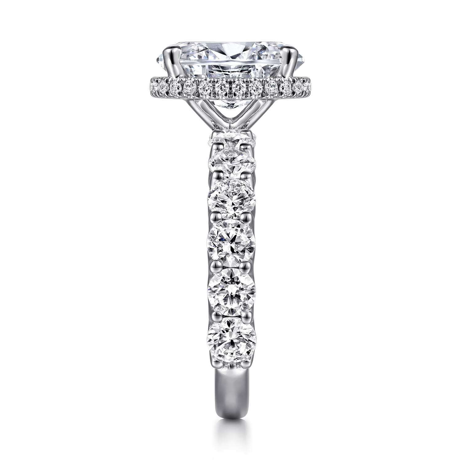 Leeda - 14K White Gold Oval Hidden Halo Diamond Engagement Ring - 2 ct - Shot 5