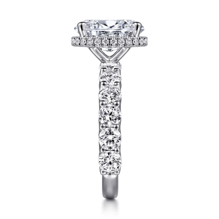 Leeda - 14K White Gold Oval Hidden Halo Diamond Engagement Ring - 2 ct - Shot 5