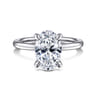 Cari - 14K White Gold Hidden Halo Oval Diamond Engagement Ring - 0.08 ct