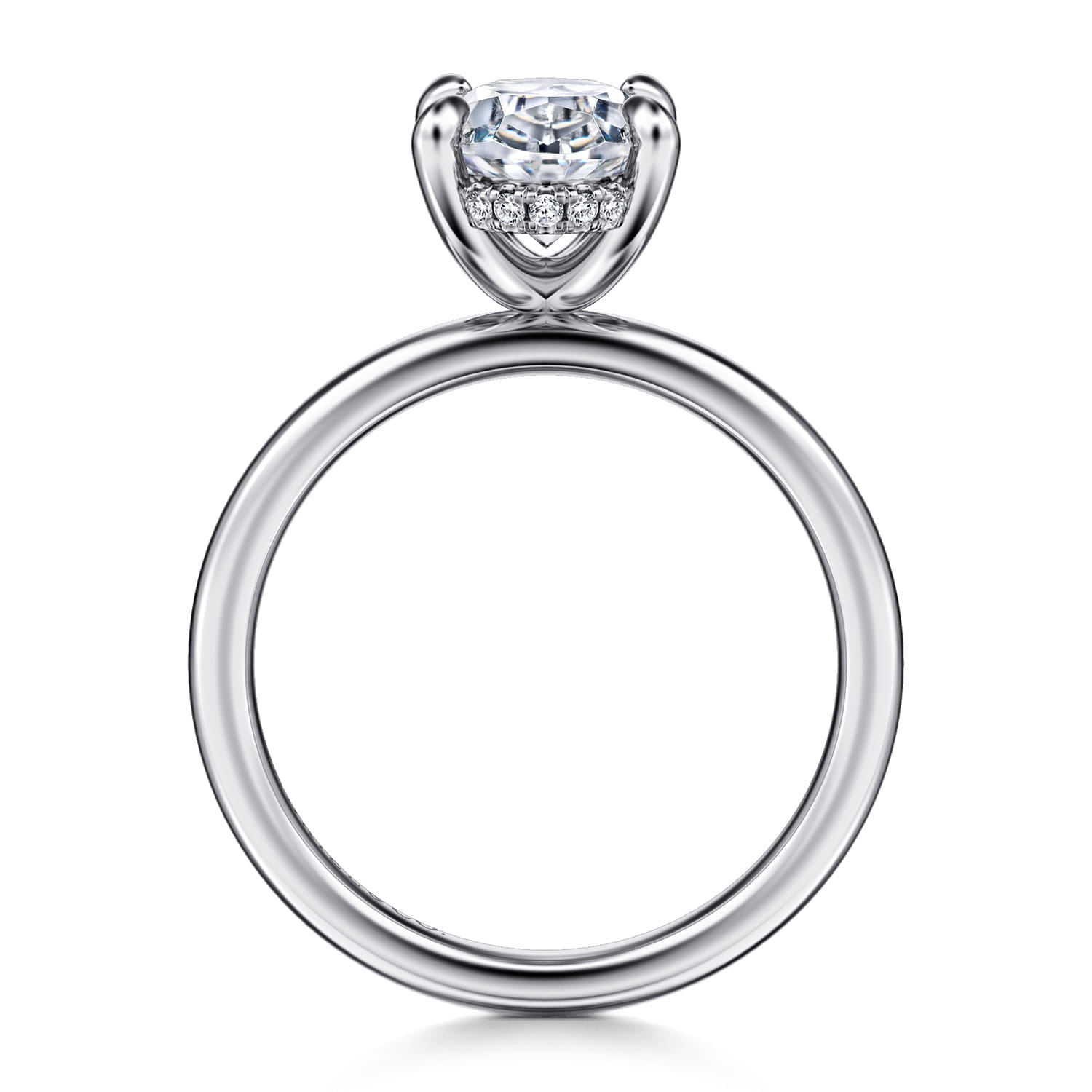 Cari - 14K White Gold Hidden Halo Oval Diamond Engagement Ring - 0.08 ct - Shot 2