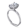 Cari - 14K White Gold Hidden Halo Oval Diamond Engagement Ring - 0.08 ct