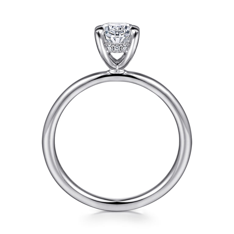 Cari - 14K White Gold Hidden Halo Oval Diamond Engagement Ring - 0.06 ct - Shot 2