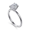 Cari - 14K White Gold Hidden Halo Oval Diamond Engagement Ring - 0.06 ct