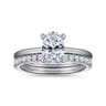 Cari - 14K White Gold Hidden Halo Oval Diamond Engagement Ring - 0.06 ct