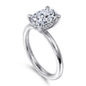 Cari - 14K White Gold Hidden Halo Oval Diamond Engagement Ring - 0.06 ct