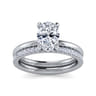 Cari - 14K White Gold Hidden Halo Oval Diamond Engagement Ring - 0.06 ct