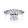 Cari - 14K White Gold Hidden Halo Oval Diamond Engagement Ring - 0.07 ct