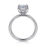 Cari - 14K White Gold Hidden Halo Oval Diamond Engagement Ring - 0.07 ct