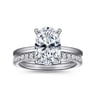 Cari - 14K White Gold Hidden Halo Oval Diamond Engagement Ring - 0.07 ct