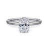 Rainah - 14K White Gold Hidden Halo Oval Diamond Engagement Ring - 0.1 ct