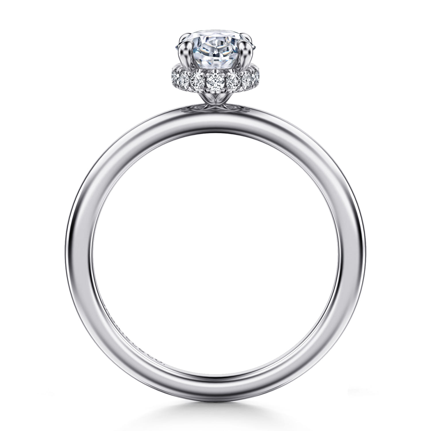 Rainah - 14K White Gold Hidden Halo Oval Diamond Engagement Ring - 0.1 ct - Shot 2