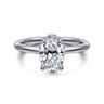 Rainah - 14K White Gold Hidden Halo Oval Diamond Engagement Ring - 0.11 ct