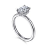 Rainah - 14K White Gold Hidden Halo Oval Diamond Engagement Ring - 0.11 ct