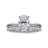 Rainah - 14K White Gold Hidden Halo Oval Diamond Engagement Ring - 0.11 ct