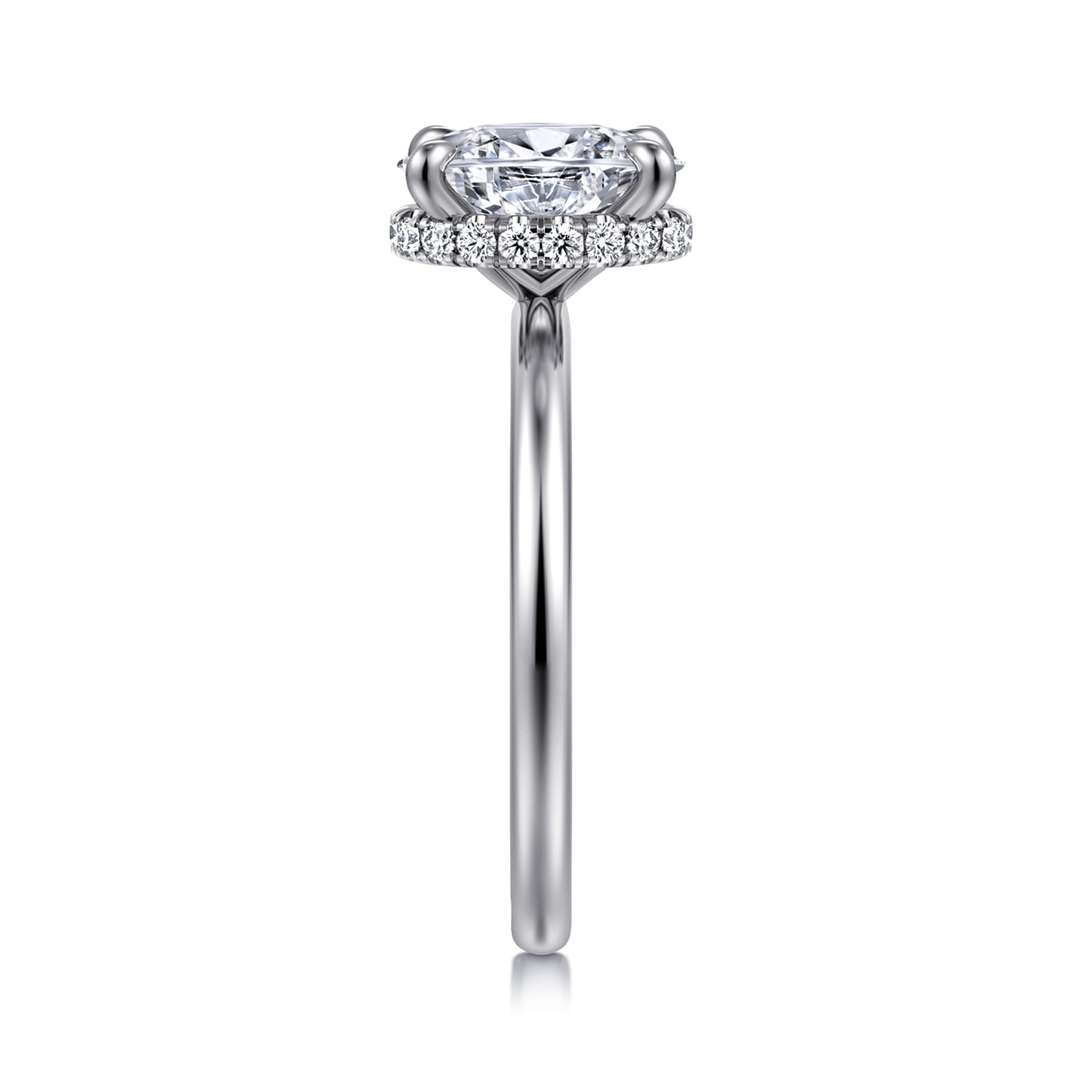 Rainah - 14K White Gold Hidden Halo Oval Diamond Engagement Ring - 0.11 ct - Shot 5