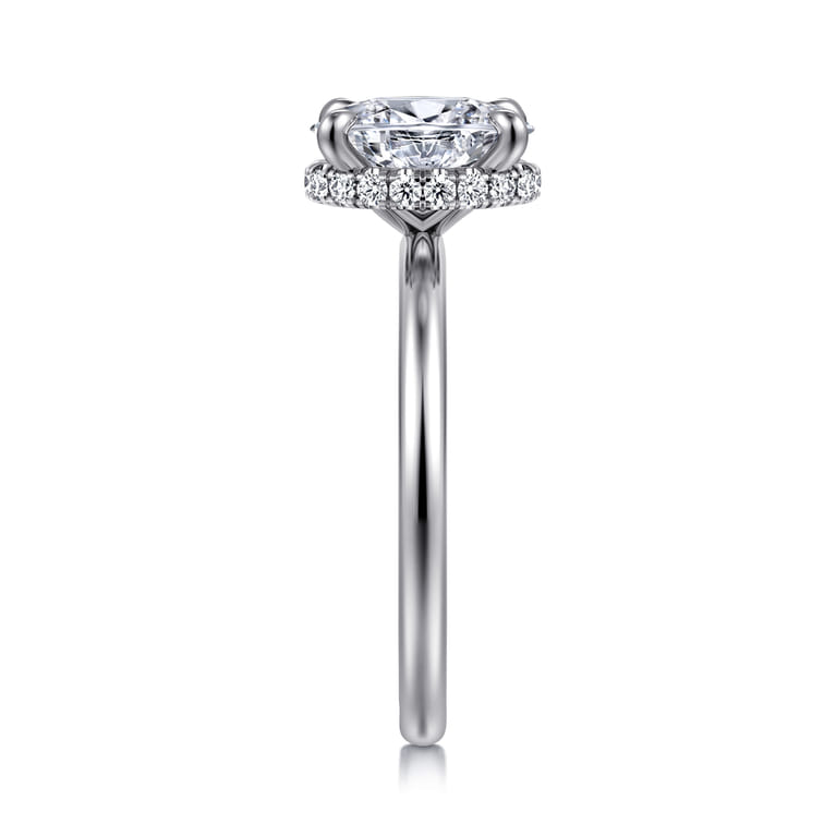 Rainah - 14K White Gold Hidden Halo Oval Diamond Engagement Ring - 0.11 ct - Shot 5