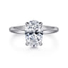 Rainah - 14K White Gold Hidden Halo Oval Diamond Engagement Ring - 0.13 ct