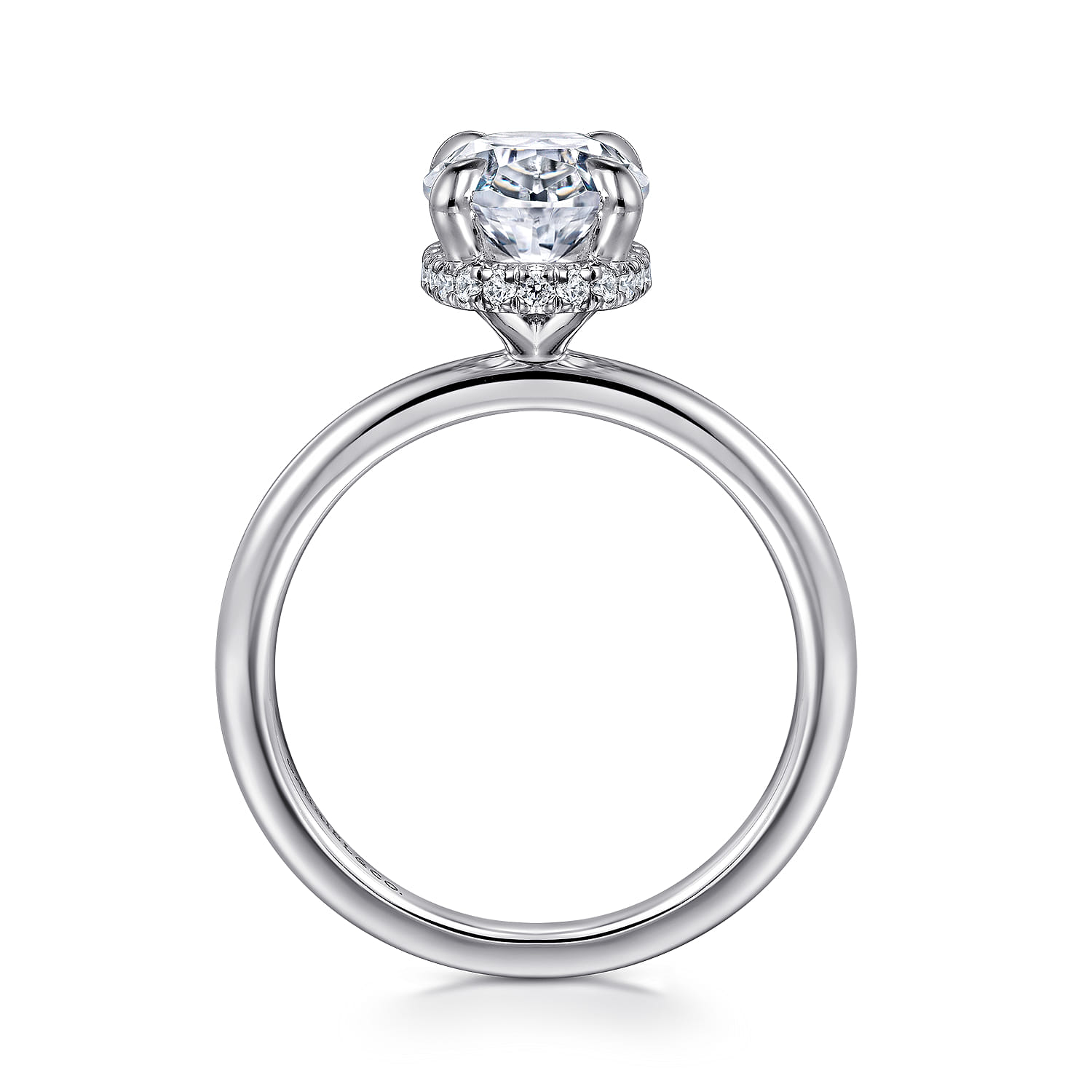 Rainah - 14K White Gold Hidden Halo Oval Diamond Engagement Ring - 0.13 ct - Shot 2