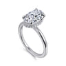 Rainah - 14K White Gold Hidden Halo Oval Diamond Engagement Ring - 0.13 ct